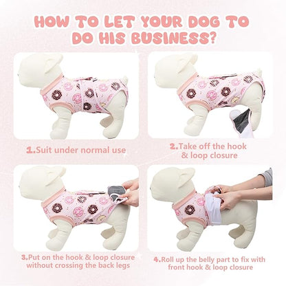 Dog Surgery Suit, Breathable Surgical Recovery Suit for Female Spay Male Neuter, Anti-Licking Surgical Recovery Suit for Abdominal Wounds Skin Disease, Pink, Small