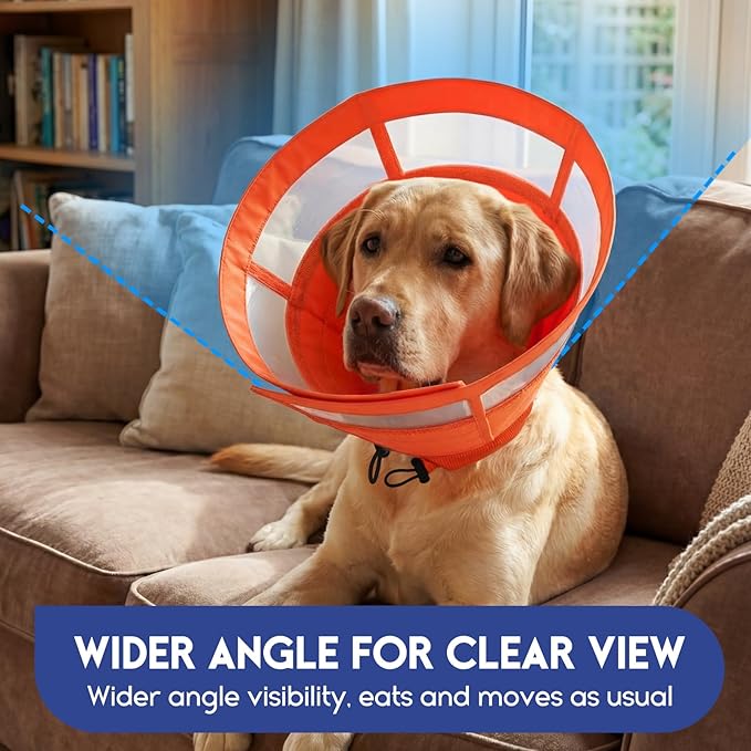 ASENKU Dog Cone Collar, Protective Recovery Dog Collar After Surgery, Comfy Adjustable Cone for Dogs to Stop Licking, Pet E-Collar for Small, Medium & Large Dogs(Orange, L)