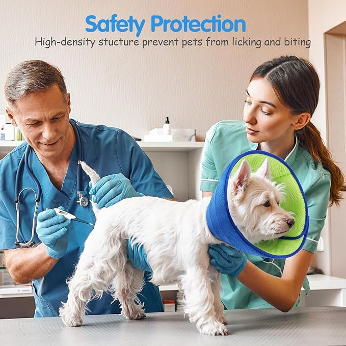Adjustable Comfy Cones Soft Dog Cone Collar Alternative - for Large/Medium/Small Dogs to Stop Licking After Surgery, Comfortable Fabric Elizabethan Collars, Head Cone of Shame for Neuter Recovery - L