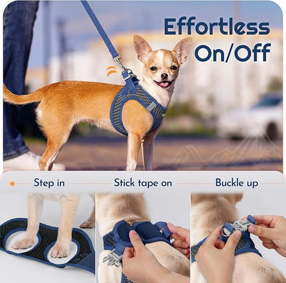 Eagloo Small Dog Harness and Leash Set, Step in Puppy Vest with Breathable Soft Mesh, Walking Reflective Pet Harness for Small Dogs, Navy Blue, S