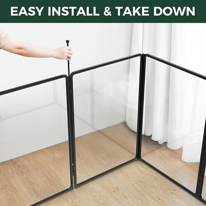 FXW AuraSpace Pro Acrylic Indoor Dog Playpen, Heavy-Duty with Metal Frame, 40" Height 6 Panels for Medium and Large Dogs, Black│Patented
