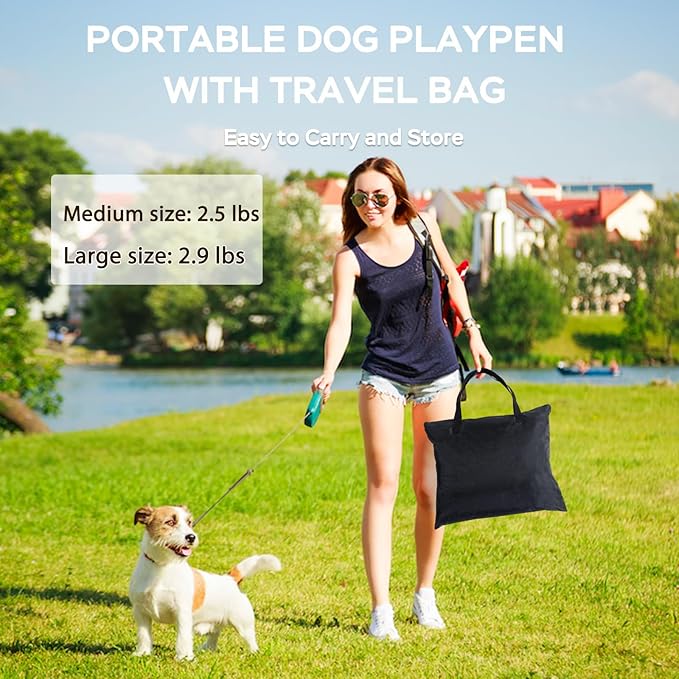 Portable Foldable Pet Playpen Collapsible Crates Kennel Playpen for Dog cat and Rabbit &Travel playpen Outdoor or Indoor (Medium（31.5" L x 23.6" W x 21.7" H）, Green)