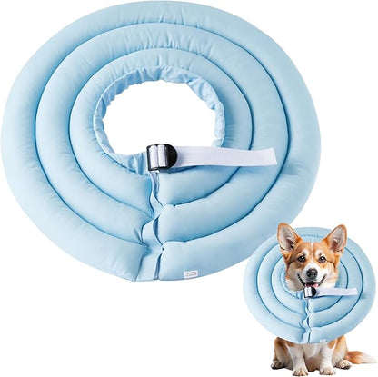 Soft Dog Cone Collar - Adjustable Recovery Cone for Medium Large Dogs After Surgery to Stop Licking, Waterproof Elizabethan Protective Neck Donut Collar Alternative for Pet (Blue, L)
