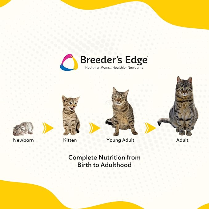 Breeder’s Edge Foster Care Feline Powdered Kitten Milk Replacer, Formula for Newborns and Adult Cats, Complete & Balanced Nutrition with Bio-Mos for Gut Health & Taurine for Heart Support, 18lb