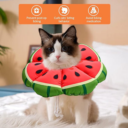 Avont Cat Cone Collar Soft, Adjustable Recovery E Collar Alternative for Cats Kittens Puppies, Elizabethan Neck Cone of Shame to Prevent Licking Biting After Surgery Protect Wounds -Melon(S)