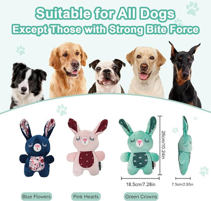 Pink Bunny Plush Squeaky Dog Toy for Chewers Puppy Teething Chew Toy Cute Soft Funny Indoor Outdoor Interactive Rabbit Stuffed Animal Dog Toy for Small Medium Large Dogs Toy Gift 26cm/10.24in