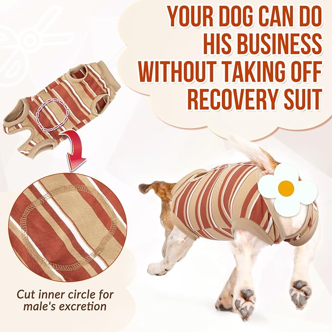 SlowTon Dog Recovery Suit - Surgery Recovery Suit for Female Male Dogs, Dog Onesie After Spay Abdominal Wounds, E-Collar Cone Alternative Prevent Licking Pet Surgical Suit(Brown,M)