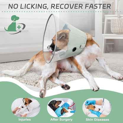 Dog Cone Collar for Recovery: Soft Elizabethan Collar Alternative to Stop Licking, Adjustable Pet Cone for Large, Medium, Small Dogs, for Surgery, Spay, Injury, Skin Treatment (Light Green, S)