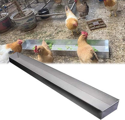Animal Water Trough Outdoor 8 15 23 35 39 in, Pigeon Chicken Duck Goose Rabbits Hay Feeder, Stainless Steel Small Feeding Trough Set for Livestock/Poultry(H 6cm(2 2/5"),L 30cm (11 4/5"))