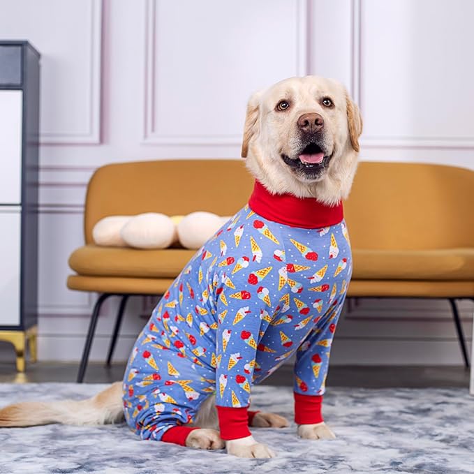 Adorable Ice Cream Surgery Recovery Suit Female Male for Dogs After Surgery Medium Large Dogs Onesie,Lightweight Dog Recovery Suit for Shedding Prevent Licking Surgical Wound,Dog Pajamas Pjs