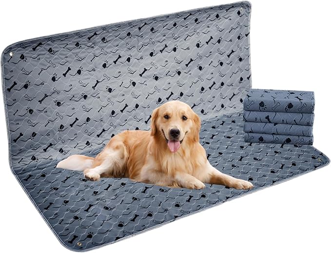 Washable Dog Pee Pad, Gray, Pack of 2, Waterproof Bed Pads, Puppy Training, Reusable Pet Training Mat