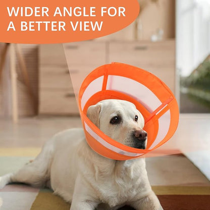 ASENKU Dog Cone Collar, Soft Adjustable Cone for Dogs to Stop Licking, Lightweight Recovery Dog Cone After Surgery, Pet E-Collar for Small, Medium & Large Dogs(Orange, S)