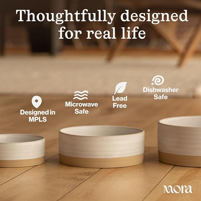 Mora Ceramic Pet Bowl Size Small - Food/Water Dish for Puppy Dogs, Cats, Guinea Pig, Rabbit, Hamster, Snake, ect. 11oz or 2 Cups - Basic Bowls for Your Dog or Cat, Mix and Match for a Set - Oat