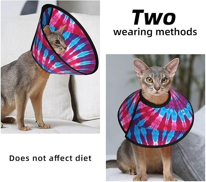 Adjustable Dog Recovery Cone Collar Tie Dye, Soft Dog Cone Collar After Surgery, Elizabethan Collar, Anti-Bite and Anti-Lick, Breathable for Large Medium Small Dogs