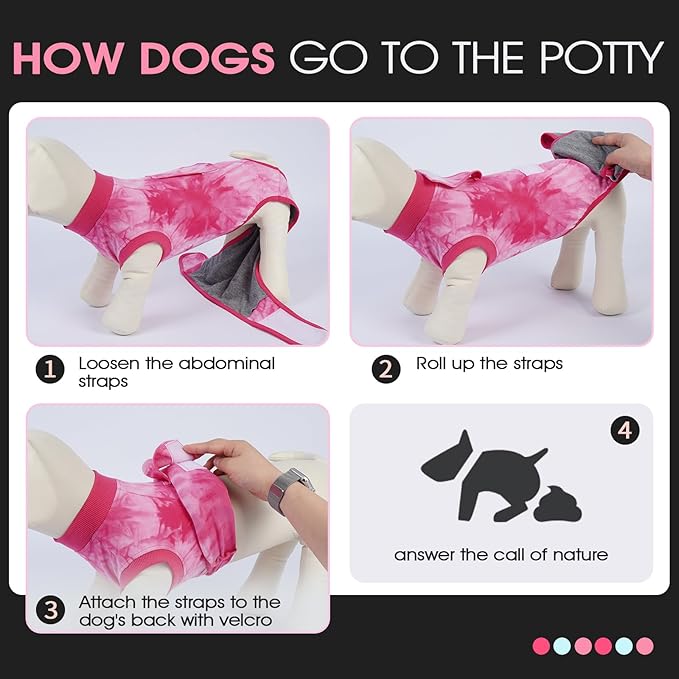 FUAMEY Surgery Recovery Suit for Medium Dogs,Dog Surgery Suit Female Spay Male Dogs Neuter Recovery Shirt Dog Onesie Anti Licking Abdominal Wounds Pet Bodysuit Skin Conditions Rose Dye M