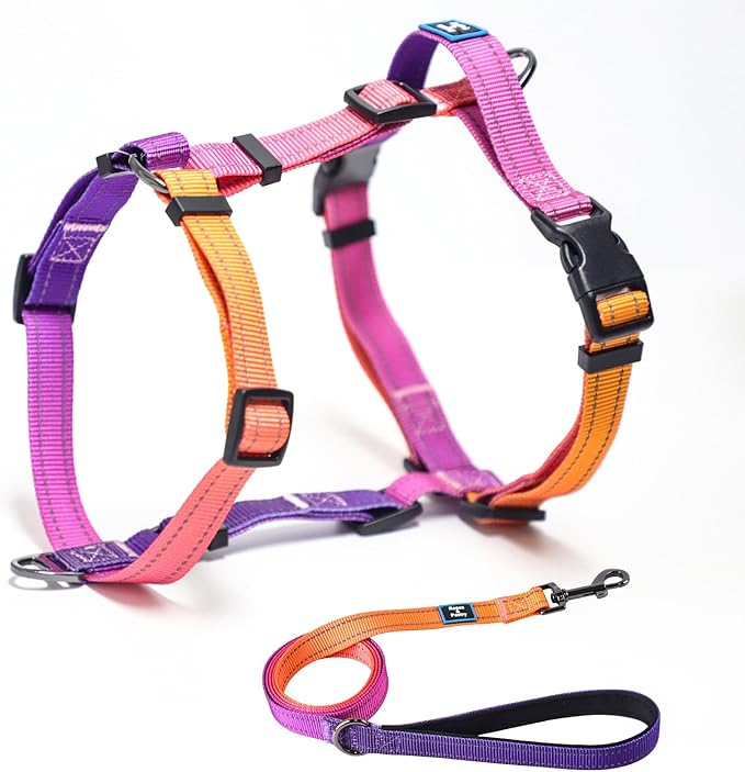 Roses&Poetry Dog Harness Large Breed, Adjustable No Pull Vest Harness and Leash Set, Reflective Puppy Harnesses with Comfort Padded Handle for Pet Training Outdoor Walking（Mistyrose-XL