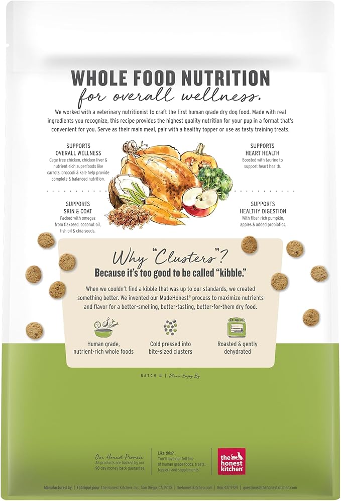 The Honest Kitchen Whole Food Clusters Grain Free Chicken Dry Dog Food, 5 lb Bag