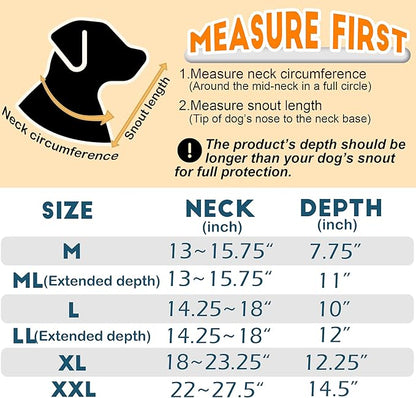 Soft Dog Cone, Stop Licking Deep Pet Recovery Collar After Surgery for Extra Large Dogs, Clear Plastic Breathable Elizabethan Head Neck Circle, Adjustable Comfortable Cones 30cm Long (XL Black)