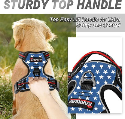 BARKBAY No Pull Dog Harness Front Clip Heavy Duty Reflective Easy Control Handle for Large Dog Walking(Star,XL)