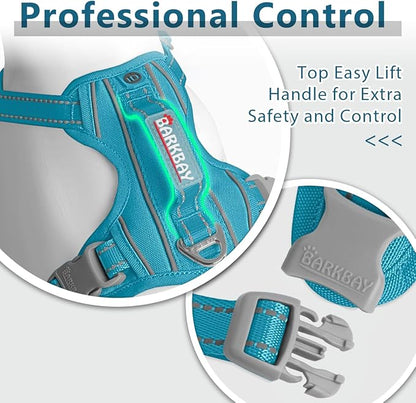 BARKBAY Dog Harness No Pull Oxford with ID Tag Pocket - Heavy Duty, Reflective, Easy Control for Large Dogs(Aqua Oxford,XS)