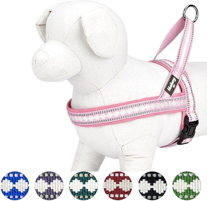 Blueberry Pet 4 Colors Soft & Comfy 3M Reflective Jacquard Padded Dog Harness, Chest Girth 30" - 38.5", Pink, Large, Adjustable Harnesses for Dogs