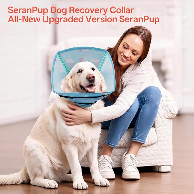 Comfortable Dog Cone - Soft Dog Cone Collar for Medium Dogs,Adjustable Recovery Cone for Dogs to Stop Licking,Cute Pet Head Neck Elizabethan Cone,Cone Alternative After Surgery,M,Blue