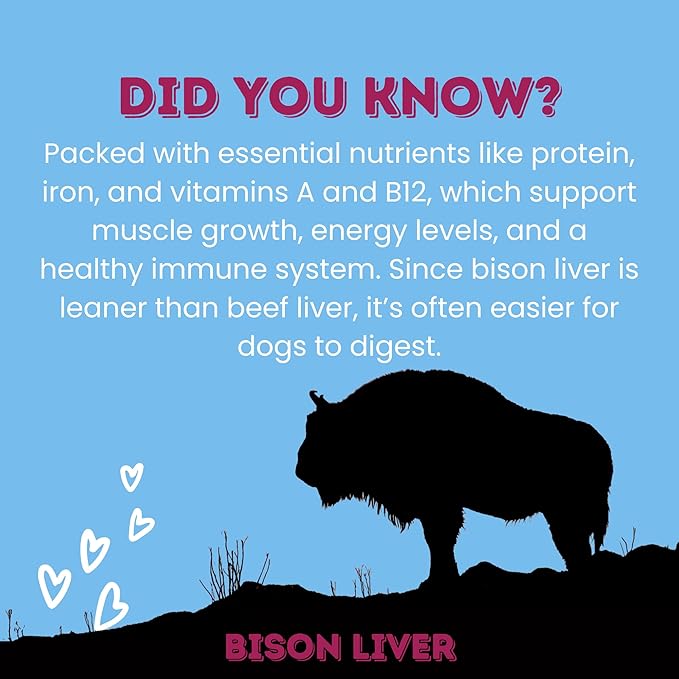hotspot pets Freeze Dried Bison Liver Treats for Cats & Dogs - 1 Pound Big Bag, Made in USA, Single Ingredient All Natural, Grain-Free - Perfect for Training, Topper or Snack