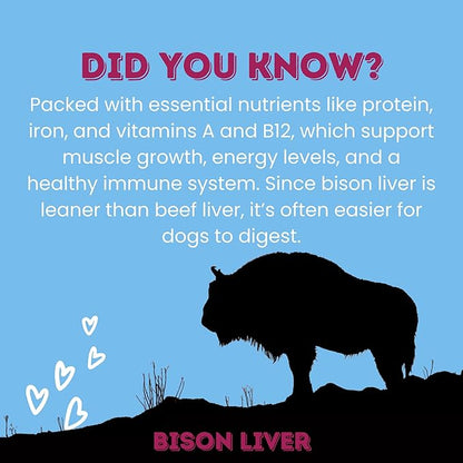 hotspot pets Freeze Dried Bison Liver Treats for Cats & Dogs - 1 Pound Big Bag, Made in USA, Single Ingredient All Natural, Grain-Free - Perfect for Training, Topper or Snack