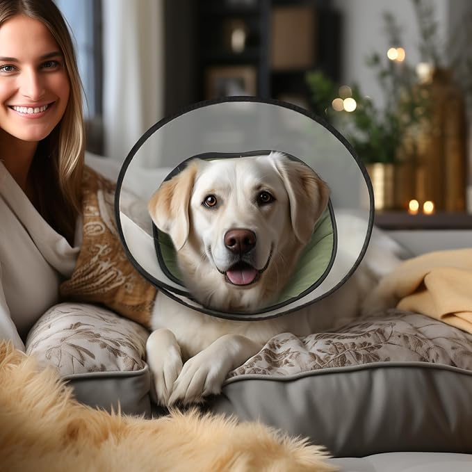 Soft Dog Cone Collar for Large Medium Dogs After Surgery, Cone for Dogs to Stop Licking, Adjustable Dog Recovery Lightweight Elizabethan Collar (XL)