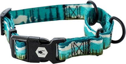 Wolfgang Heavy Duty Martingale Dog Collar with Quick Release Nylon Buckle for Walking & Training, GreatEscape Print, Medium
