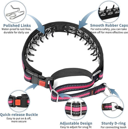 Mayerzon Martingale Collar for Dogs, No Pull Dog Collar with Reflective Strip for Small Medium Large Dogs, Anti Pulling Dog Collar with Buckle for Walking Training, Safe for Night Walk(Pink, S)