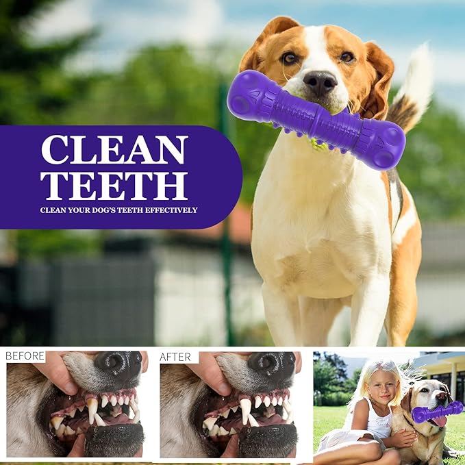 ZIKATON Dog Squeaky Toys for Aggressive Chewers, Durable Chew Toys for Large Medium Breed Dog, Dog Toys, Tough Durable Dogs Toys with Natural Rubber