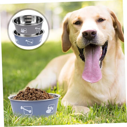TOYANDONA 2pcs Dog Feeder Water Bowl Portable Stainless Steel Pet Bowl for Easy Cleaning