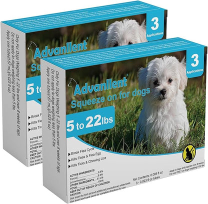 Flea and Tick Prevention for Dogs, Flea and Tick Treatment for Small Dog Puppy, Flea & Tick Control, 5-22 Pounds, 6 Doses