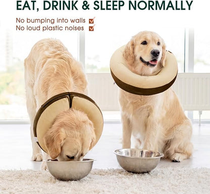 Kuoser Inflatable Dog Cone Collar, Soft Dogs Cone Alternative After Surgery, Dog Donut Collar to Stop Licking, Inflatable Puppy Cone Neck Pillow, Comfortable E-Collar for Small Medium Large Dogs, M