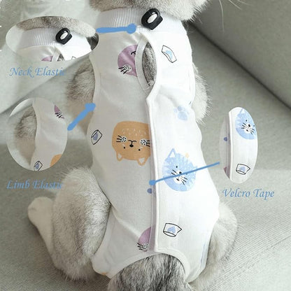 Cat Recovery Suit Female Kitten Onesie for Cats After Surgery Female Spay Surgical Abdominal Wound Skin Diseases Cone Collar Soft Alternative Wear (Cat, L)