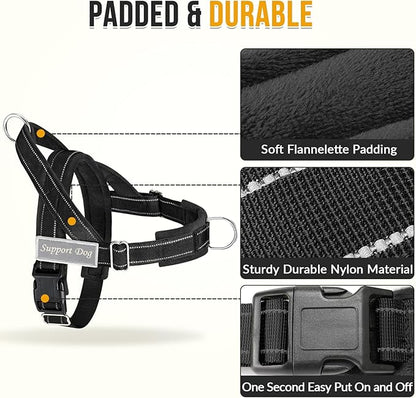 SlowTon No Pull Dog Harness - Heavy Duty Dog Harness and Leash Set for Medium Large Dogs, Reflective Tactical Harness with Soft Padded and Front Clip for Easy Walk and Training (B, XL)