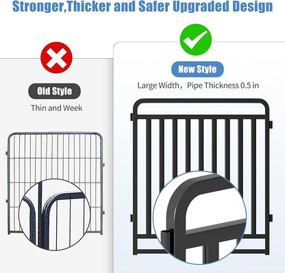 New Thickened Version Dog Playpen, 32 Inch Dog Fences for The Yard, Portable Outdoor Dog Playpen for Large/Medium/Small Dogs, Foldable Metal Dog playpen, with Doors (8 Panels, 32 Inch)
