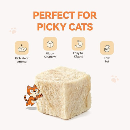 Freeze Dried Chicken Cat Treats, 4 oz, Single Ingredient Healthy Cat Food Toppers for Picky Cats, High Protein Snacks