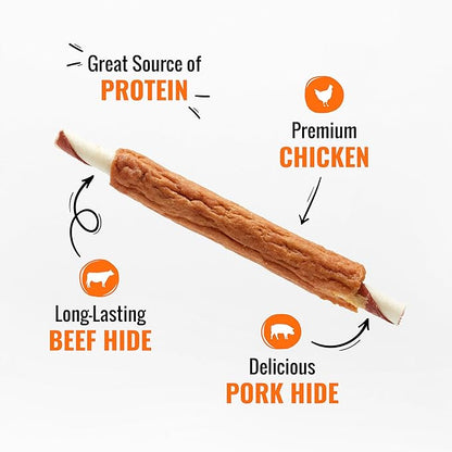 Good ‘n’ Fun Triple Flavor Ribs Chews for All Dogs, 12 Ounces, Treat Your Dog to Long-Lasting Chews Made with Beef Hide, Chicken and Pork Hide