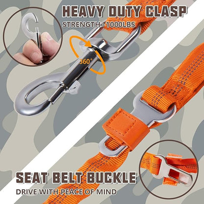 AUROTH Large Dog Leash - Heavy Duty Bungee, No Pull, Orange 6FT, 2 Padded Handles
