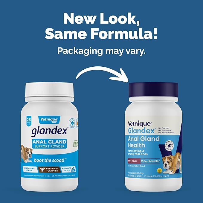 Vetnique Glandex for Dogs Anal Glands Supplement Powder Digestive Health with Fiber, Pumpkin, Digestive Enzymes & Dog Probiotics - Boot the Scoot (2.5oz Powder, Beef Liver)