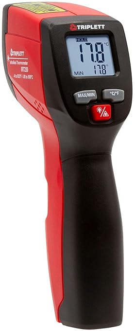 Triplett IRT220 Non-Contact 12:1 Infrared Thermometer with Certificate of Calibration to NIST, -4 to 932°F (-20 to 500°C)