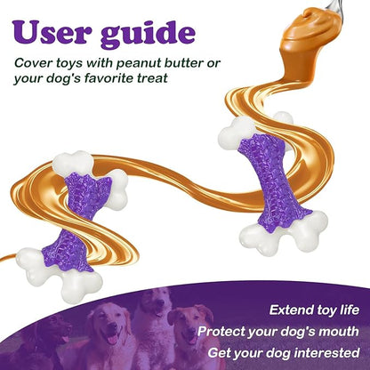 Kseroo 6-Pack Indestructible Dog Toys for Aggressive Chewers: Bacon Flavored Hard Nylon Bone Chew Toys, Tough Dog Chew Toys for Large Dogs, Dog Toys to Keep Them Busy for Medium Large Breed, Purple