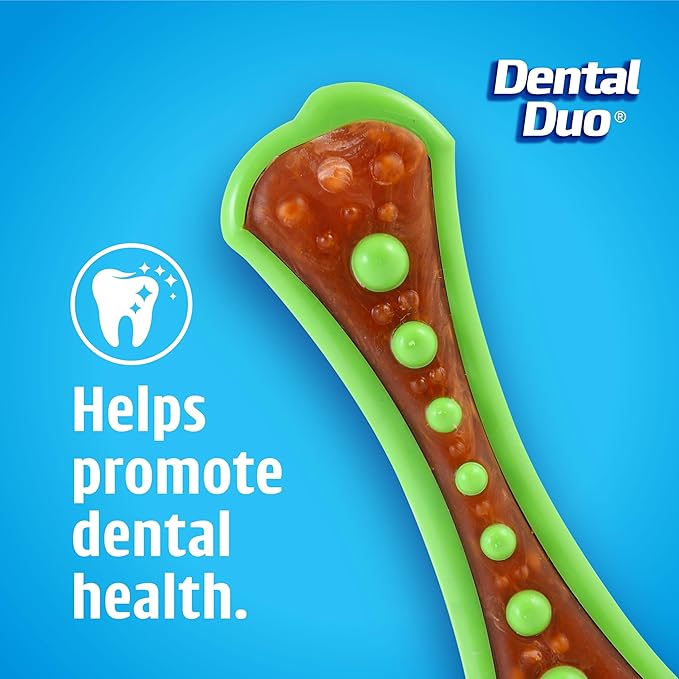 Hartz Chew 'n Clean Dental Duo Bacon Flavored Dental Dog Chew Toy and Treat - Extra Small