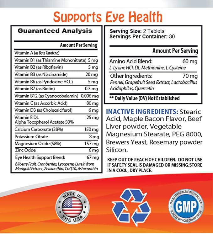 Dog Eye Health - Dog Eye Health - Advanced Formula - Benefits Vision - Immune Support - Dog Vitamin e - 3 Bottles (180 Treats)