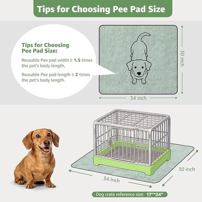 LOOBANI Washable Pee Pads for Dogs: 4 Pack Super Absorbent Reusable Puppy Pads, Leakproof and Waterproof Dog Training Pads Whelping Pads for Potty, Floor, Crate, Couch, Bed and Travel, 30"x34"