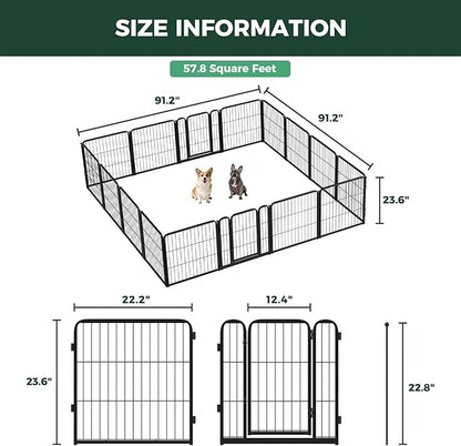 FXW Homeplus Unleashed Indoor Dog Playpen - Stress-Free and Safe Play, Heavy Duty 24 Inch 16 Panels Dog Pen for Puppy and Small Dogs, Black│Patented