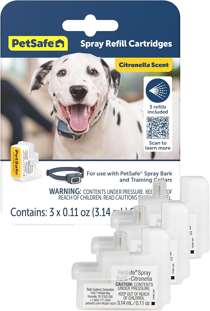 PetSafe Spray Refill - Citronella - No-Mess Replacement Cartridges Spray Dog Bark Collar Remote Training Collar - Refill Cartridge Only - 3-Pack - PAC00-16371