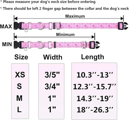 Reflective Martingale Collar for Dogs with Quick Release Buckle Cute Girl Female Flower Dog Collars (Pink Floral, XSmall)